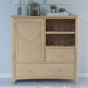 Carnial Wooden Large Drinks Store Cabinet In Blond Solid Oak - UK