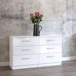 Carola Chest Of Drawers In White High Gloss With 6 Drawers
