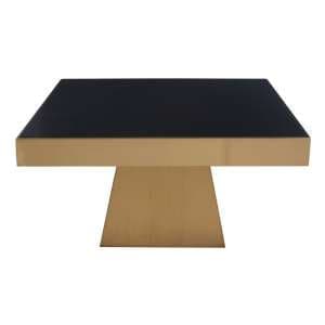 Carolex Square Black Glass Coffee Table With Gold Steel Base