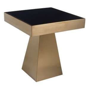 Carolex Square Black Glass Side Table With Gold Steel Base