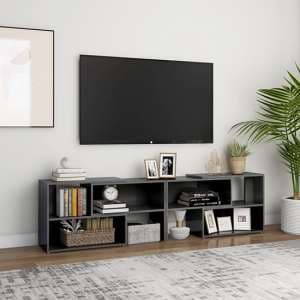 Carolus High Gloss TV Stand With Shelves In Grey