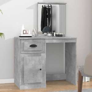 Carpi Wooden Dressing Table With Mirror In Concrete Effect