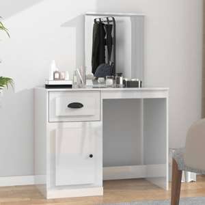 Carpi High Gloss Dressing Table With Mirror In White