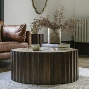 Carpi Marble Coffee Table In Dark Mango Wood Frame - UK