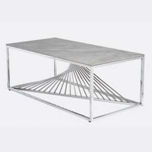 Carpi Sintered Stone Coffee Table In Grey With Chrome Frame - UK