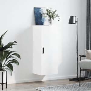 Carrara High Gloss Wall Mounted Storage Cabinet In White