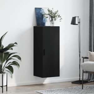 Carrara Wooden Wall Mounted Storage Cabinet In Black
