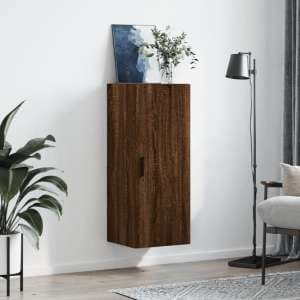Carrara Wooden Wall Mounted Storage Cabinet In Brown Oak