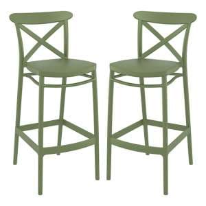 Carson Green Polypropylene And Glass Fiber Bar Chairs In Pair