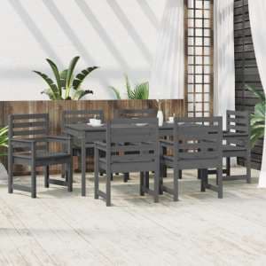 Carson Solid Wood Pine 7 Piece Garden Dining Set In Grey - UK