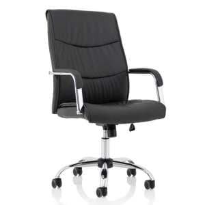 Carter Leather Luxury Office Chair In Black With Arms