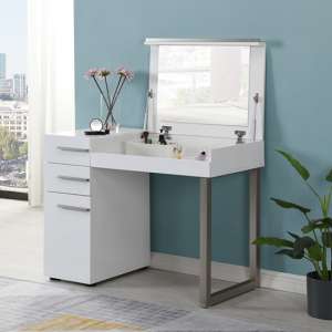 Carter High Gloss Dressing Table With Mirror In White