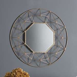 Carthage Round Metallic Wall Mirror In Gold - UK