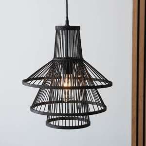 Cary Ceiling Pendant Light With Dark Stained Bamboo Framework - UK