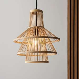 Cary Ceiling Pendant Light With Natural Bamboo Framework - UK