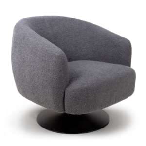 Cary Fabric Lounge Chair In Grey With Black Trumpet Base