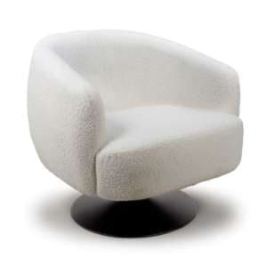 Cary Fabric Lounge Chair In Ivory With Black Trumpet Base