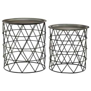 Casa Metal Set Of 2 Side Tables In Zinc And Black - UK