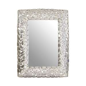 Casa Pebble Design Wall Mirror In Nickel Metal Frame