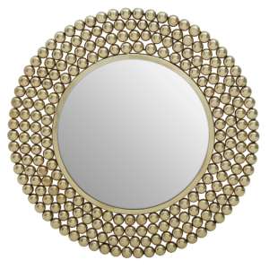 Casa Round Beaded Effect Wall Mirror In Gold Metal Frame