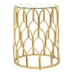 Cascade Clear Glass Top Side Table With Gold Leaf Frame - UK