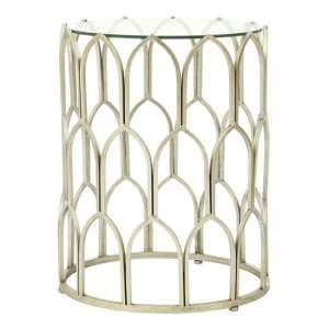 Cascade Clear Glass Top Side Table With Silver Leaf Frame - UK