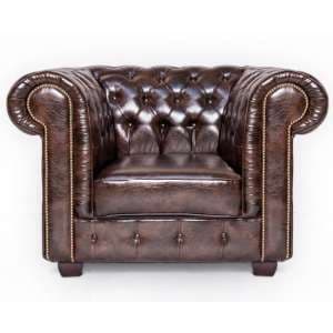 Caskey Bonded Leather Armchair In Antique Brown