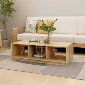 Cason Solid Pinewood Coffee Table With 2 Shelves In Natural - UK