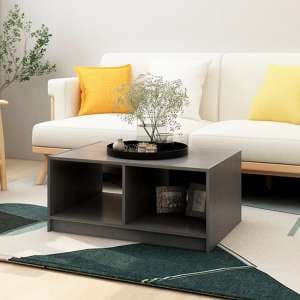 Cason Solid Pinewood Coffee Table With Shelf In Grey - UK