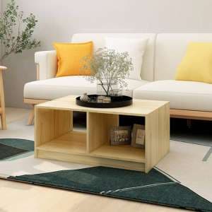 Cason Solid Pinewood Coffee Table With Shelf In Natural - UK