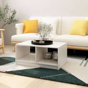 Cason Solid Pinewood Coffee Table With Shelf In White - UK