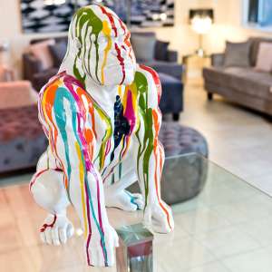Casper Gorilla Sculpture In White And Multicolored - UK