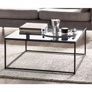 Casper Smoked Glass Coffee Table Square With Black Frame - UK