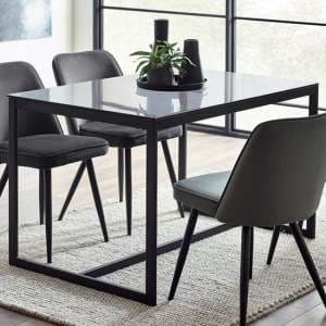Casper Smoked Glass Dining Table With Black Metal Frame - UK