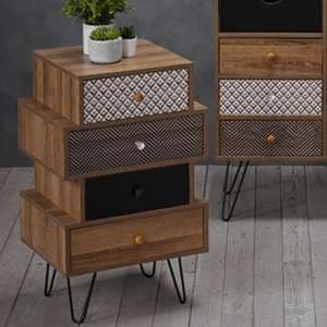 Cassava Wooden Chest Of 4 Drawers With Black Legs In Brown - UK