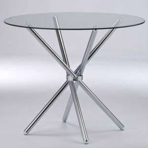 Cassia Round Clear Glass Dining Table With Chrome Legs - UK