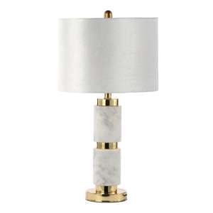 Cassis Cream Velvet Shade Table Lamp With White Marble Base - UK