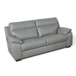Cassis Leather Fixed 3 Seater Sofa In Fume - UK