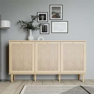 Cassis Wooden Sideboard With 3 Doors In Light Oak Effect - UK