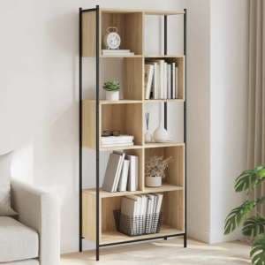 Cassis Wooden Bookcase With 5 Shelves In Sonoma Oak - UK