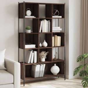 Cassis Wooden Bookcase With 7 Shelves In Brown Oak - UK