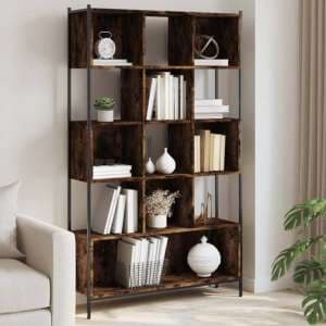 Cassis Wooden Bookcase With 7 Shelves In Smoked Oak - UK