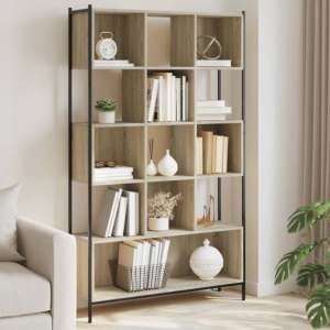 Cassis Wooden Bookcase With 7 Shelves In Sonoma Oak - UK