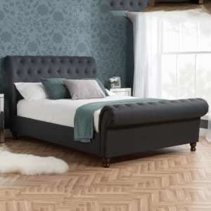 Castella Fabric King Size Bed In Charcoal - UK