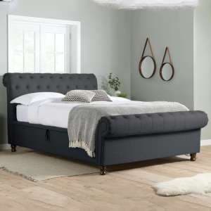 Castella Fabric Ottoman Double Bed In Charcoal - UK