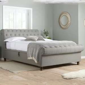 Castella Fabric Ottoman Double Bed In Grey - UK