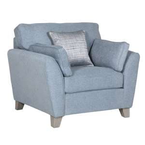Castro Fabric 1 Seater Sofa In Blue With Cushions - UK