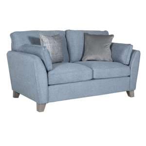 Castro Fabric 2 Seater Sofa In Blue With Cushions - UK