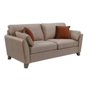 Castro Fabric 3 Seater Sofa In Biscuit With Cushions - UK