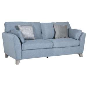 Castro Fabric 3 Seater Sofa In Blue With Cushions - UK